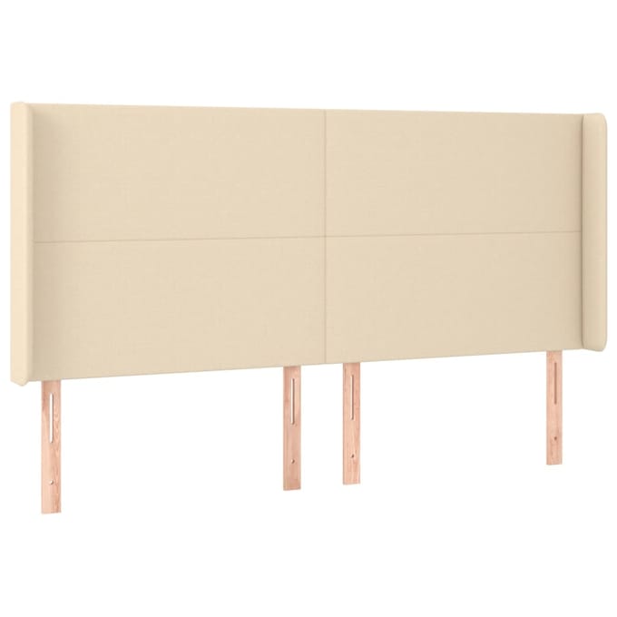 vidaXL - Hoofdbord - LED - 183x16x118/128 - cm - stof - crèmekleurig