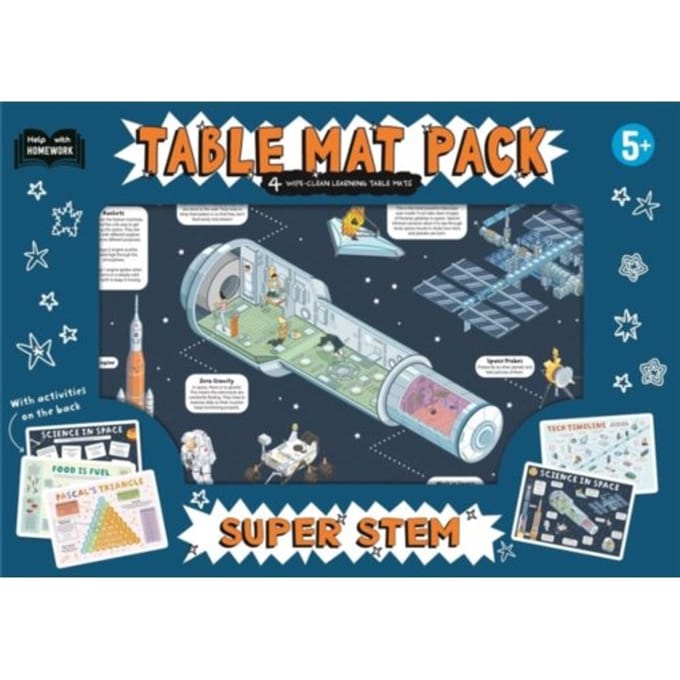 5+ Super Stem - 4 Wipe-Clean Learning Table Mats - Autumn Publishing