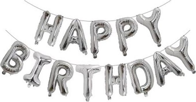 Happy Birthday Folie Ballon - Slinger - Feestversiering - Decoratie - Zilver