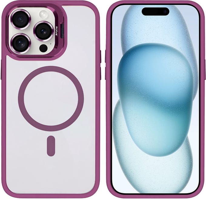 Rixus Classic 03 Case With MagSafe For Apple iPhone 14 Pro Max Dark Pink