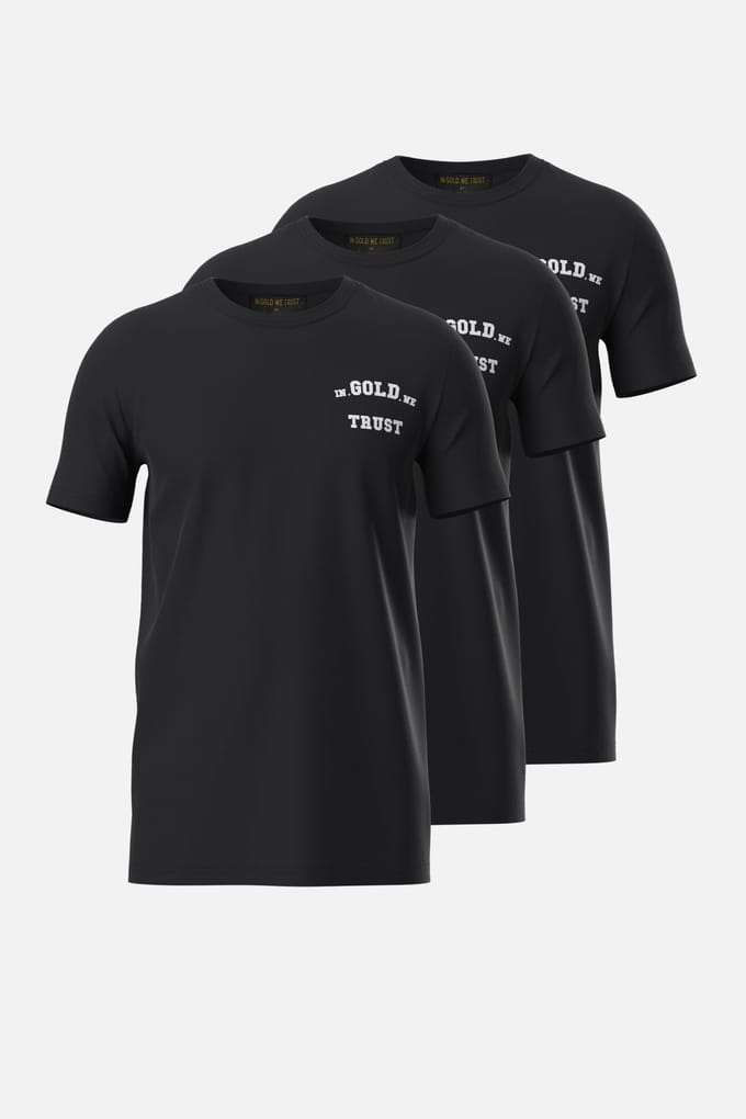 In Gold We Trust Basic T-shirt 3-pack Black Taglia: XXL | Maglie Sportivi Outlet | Unisex | Nero