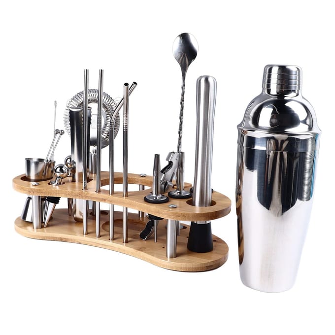 20-delige Cocktailshaker Set RVS Veelzijdig Stijlvolle Look Professionele Gemixte Drank Cocktail gray