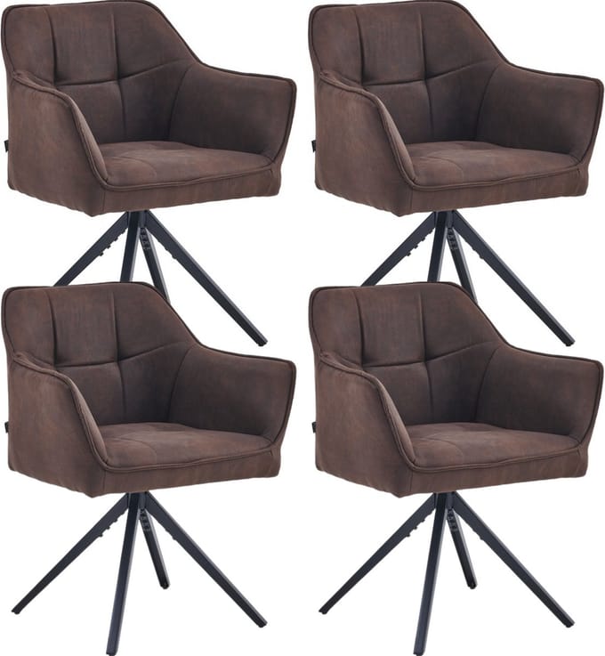 Colenis® - Pearl Eetkamerstoel - Set Van 4 - Bruin - Microfiber Stof - Microvezel - Industrieel