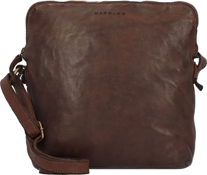HAROLD'S Leren Schoudertas Submarine Postbag Upend Brown Donkerbruin