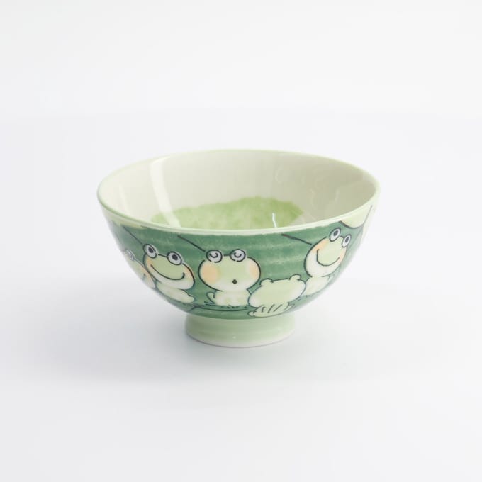 Groen/Witte Kom met kikker figuur - Kawai - 11.5 x 6cm 300ml
