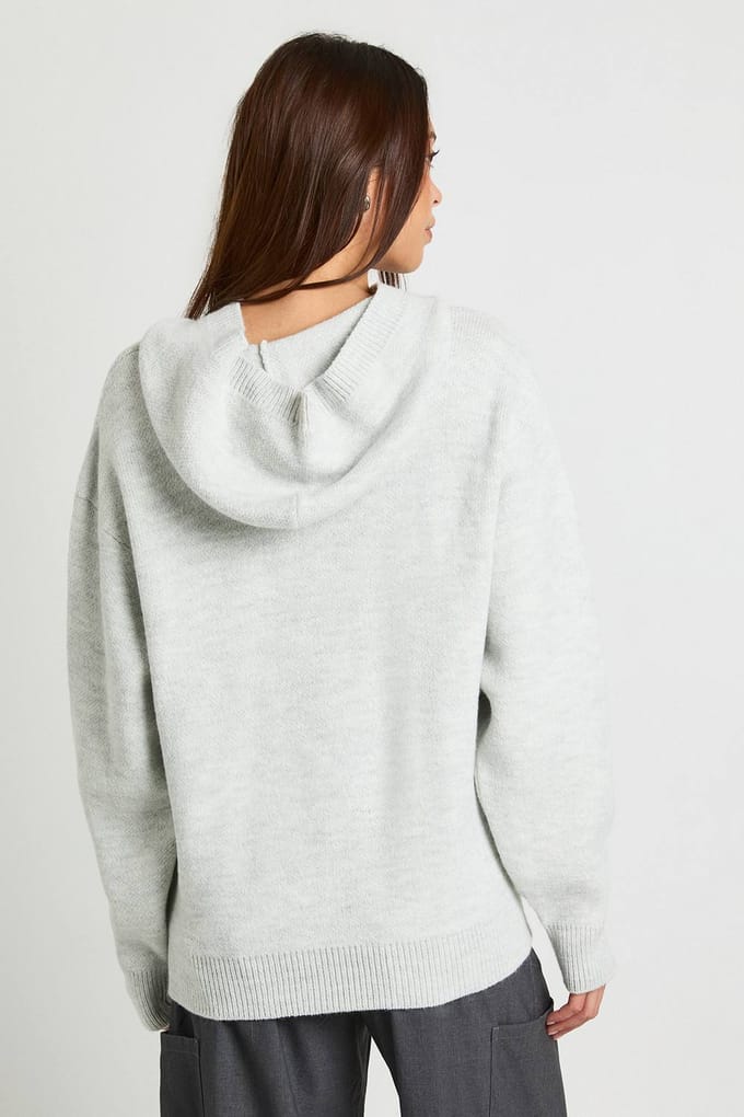 boohoo Dames Sports Club Oversized Gebreide Hoodie | Grey | Maat: Medium