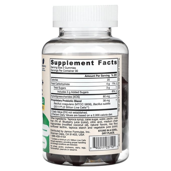 Jarrow Formulas, probiotique + prébiotique, saveur mûre, 2 milliards, 60 gommes