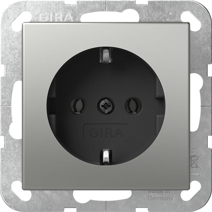 GIRA Systeem 55 Wandcontactdoos met randaarde 1V Edelstaal 4466600