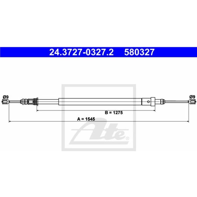 Kabel, parkeerrem ATE 24.3727-0327.2 rechts