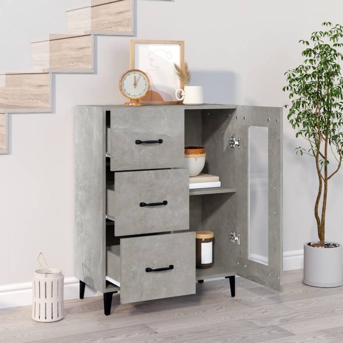 vidaXL - Dressoir - 69,5x34x90 - cm - bewerkt - hout - betongrijs