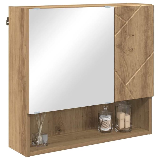vidaXL - Spiegelkast - Artisan - Eiken - 59 - x - 17 - x - 55 - cm - Bewerkt - hout