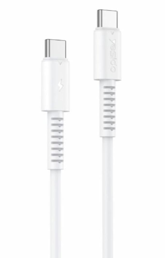 Yesido CA154 USB-C naar USB-C Kabel – 60W Power Delivery – 1 meter – Snellader – PVC – Wit