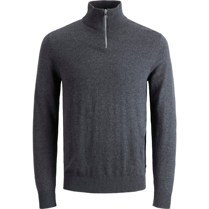 Jack & Jones - Heren Trui Emil Knit Half Zip - Grijs - Maat XXL