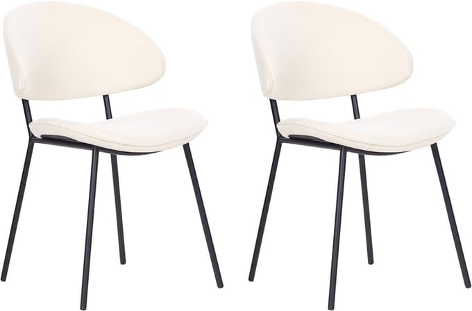 KIANA - Eetkamerstoel set van 2 - Crème - Polyester