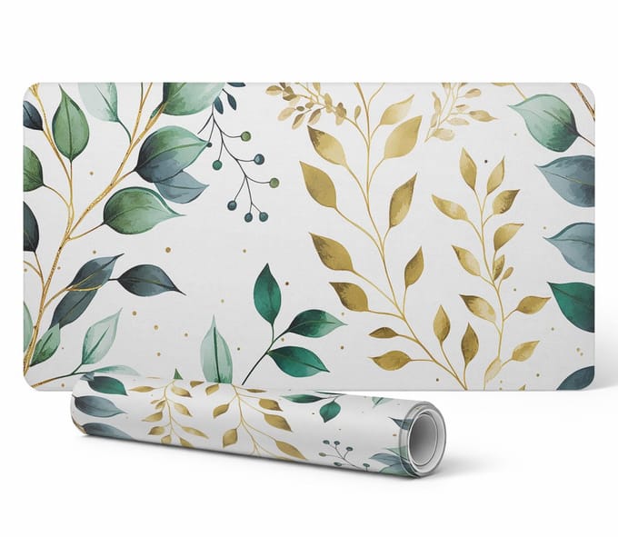 Duurzame antislip bureauonderlegger met bladeren en takjes, 90x45 cm