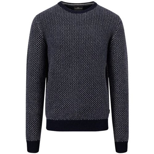 Fynch-Hatton Trui O-Neck Lambswool Mini Jacquard Navy / male