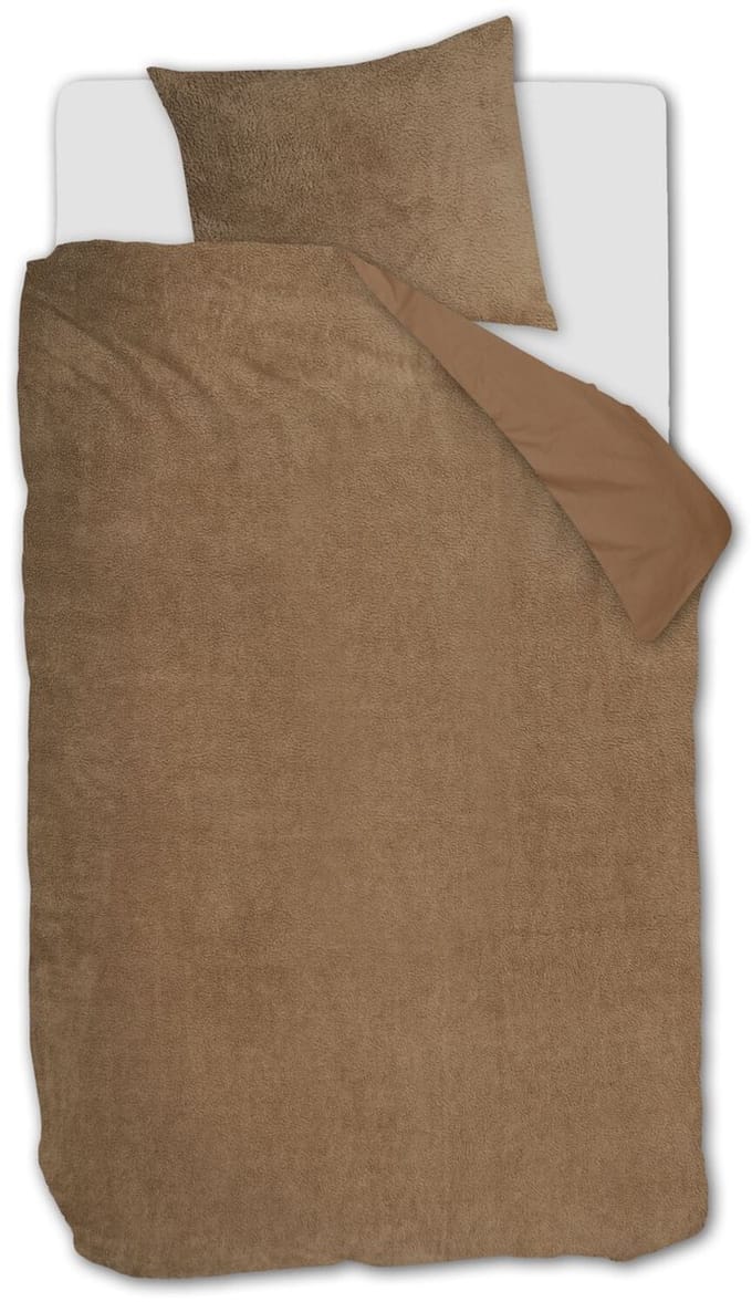 Ambiante Plush Teddy dekbedovertrek - Eenpersoons - 140x200/220 - Bruin