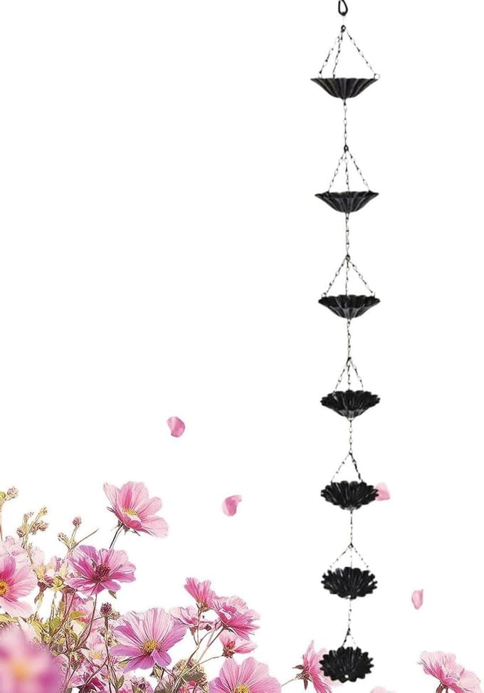 Regenketting - Afvoer omleider - Water geleiden - Decoratief element - 94 cm lengte - Zwart