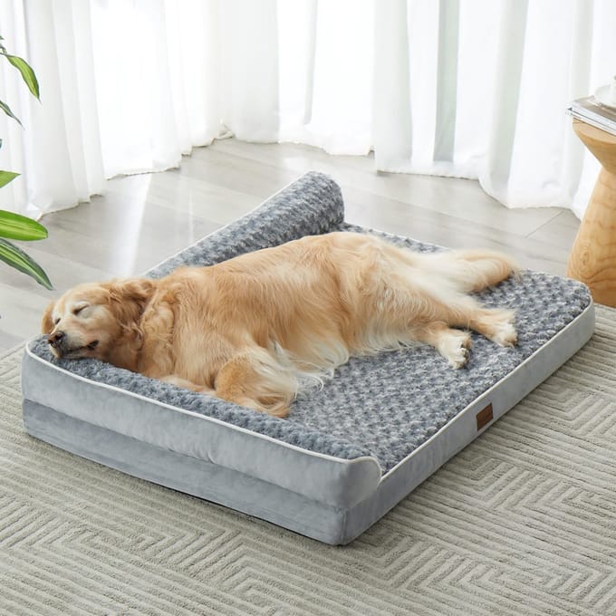 Groot orthopedisch hondenbed - waterdichte, wasbare hoes, grijs, 42"L x 30"B x 7,5"T
