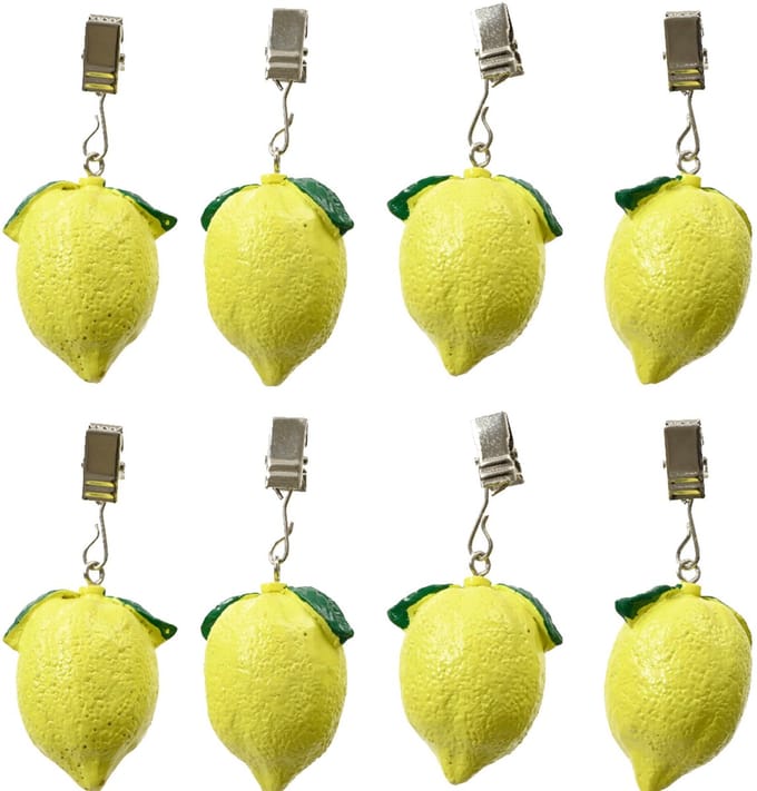 Decoris tafelkleedgewichtjes/hangers - 8x - citroen - ijzer - geel