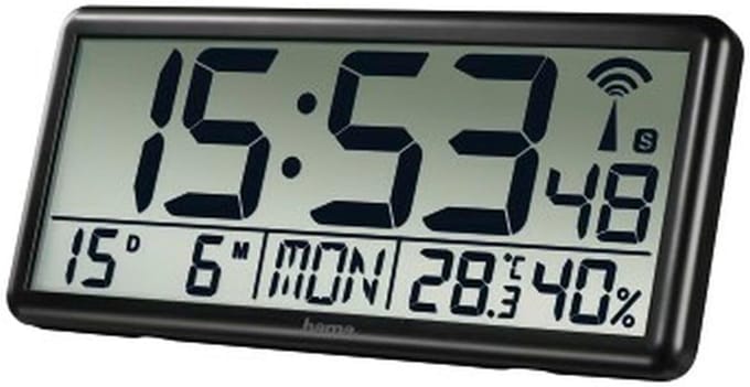 Grote Digitale Wandklok met Radio, Thermometer en Hygrometer