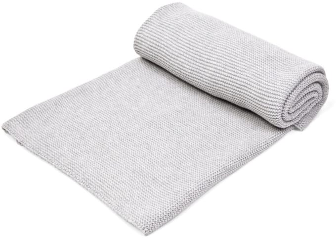 Ledikant deken met zachte glans Light Grey Melange (wit gevoerd)