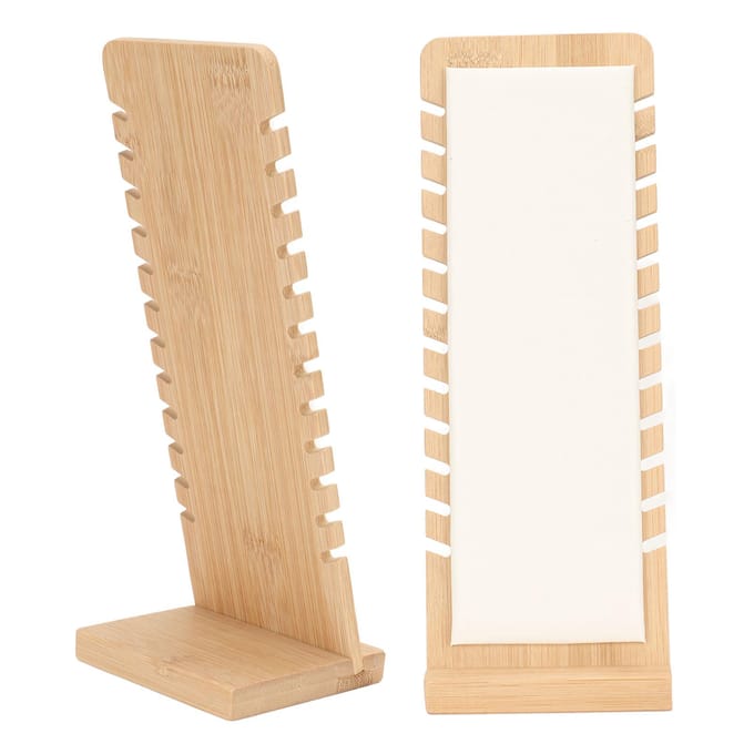 Support d'exposition de collier en bambou Support organisateur blanc professionnel pour collier bracelet pour bijoux white
