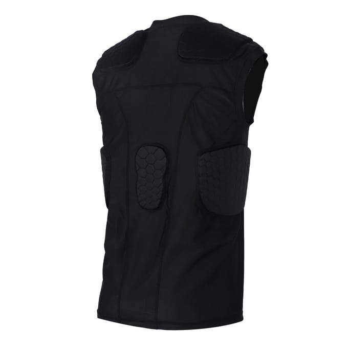 Jongeren Gewatteerd Compressievest Sneldrogend Botsbestendig Mouwloos Gewatteerde Borst Rib black