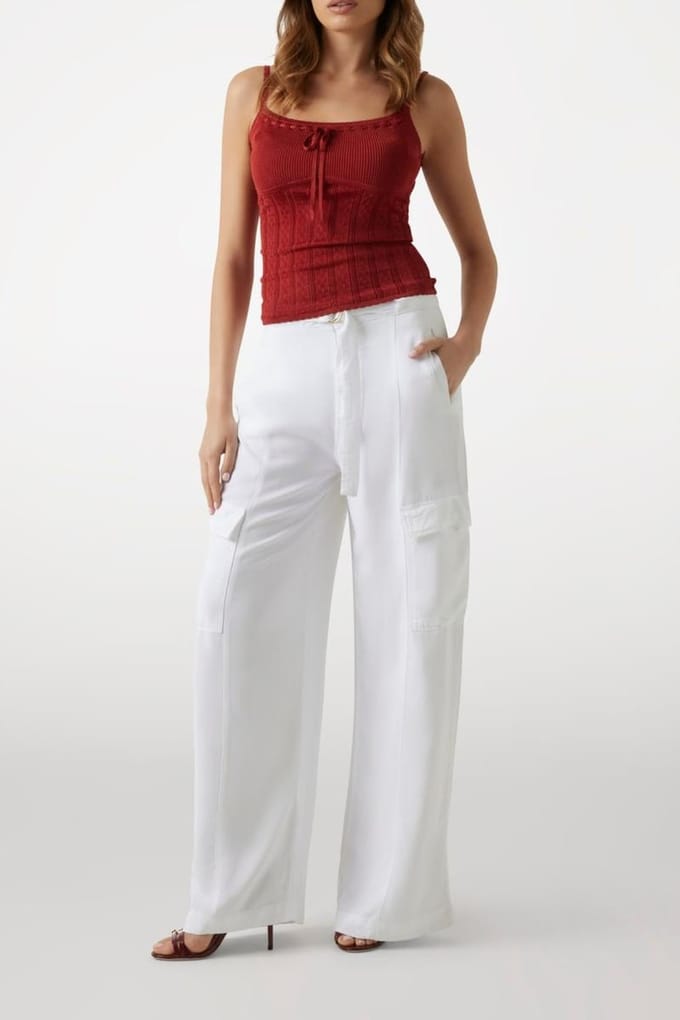 GUESS Agatha Cargo Pure White Taglia: W32 | Pantaloni cargo Outlet | Donna | Bianco