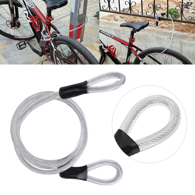 Câble de sécurité en acier durable de 120 cm de long avec extrémités bouclées scellées, diamètre 8 mm white