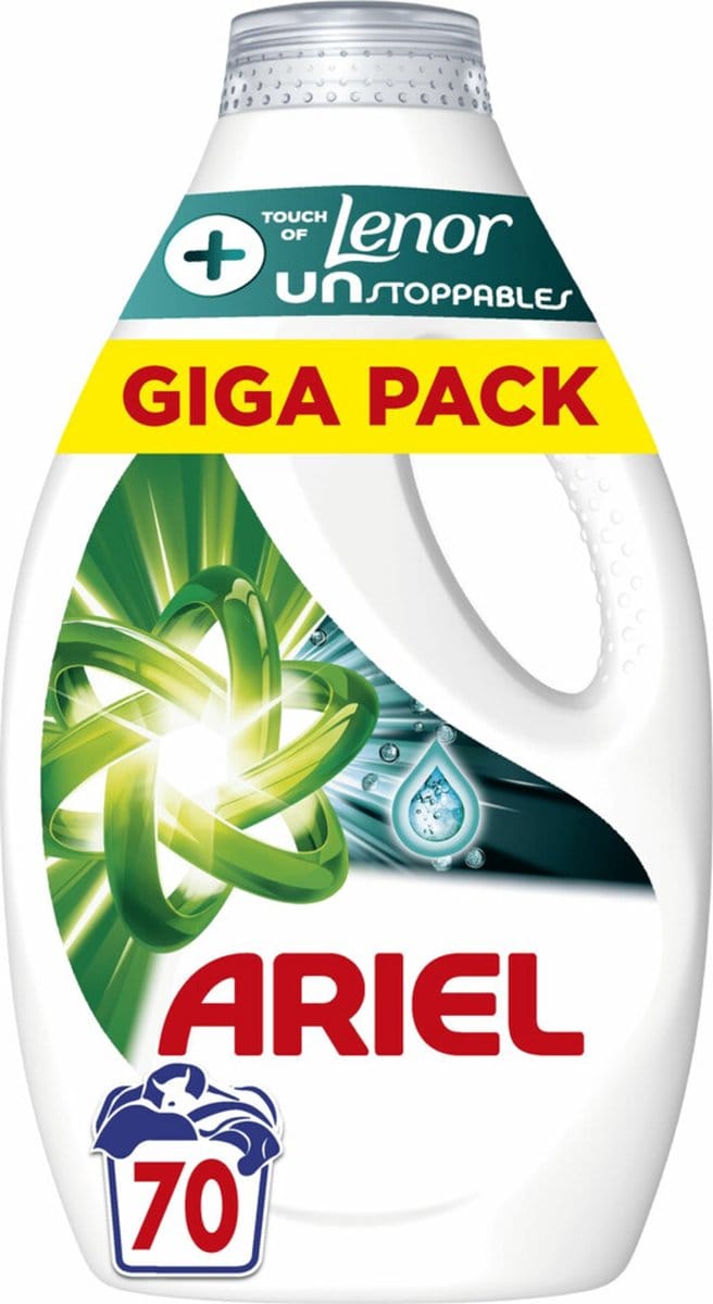 Ariel Vloeibaar Wasmiddel +Touch Van Lenor Unstoppables 70 Wasbeurten 3150 ml
