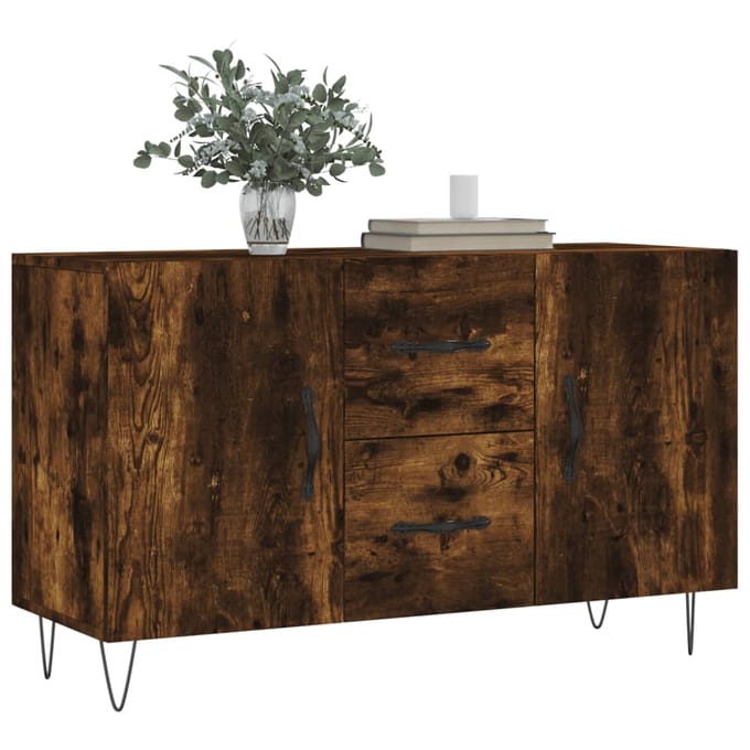 vidaXL - Dressoir - 100x36x60 - cm - bewerkt - hout - gerookt - eikenkleurig