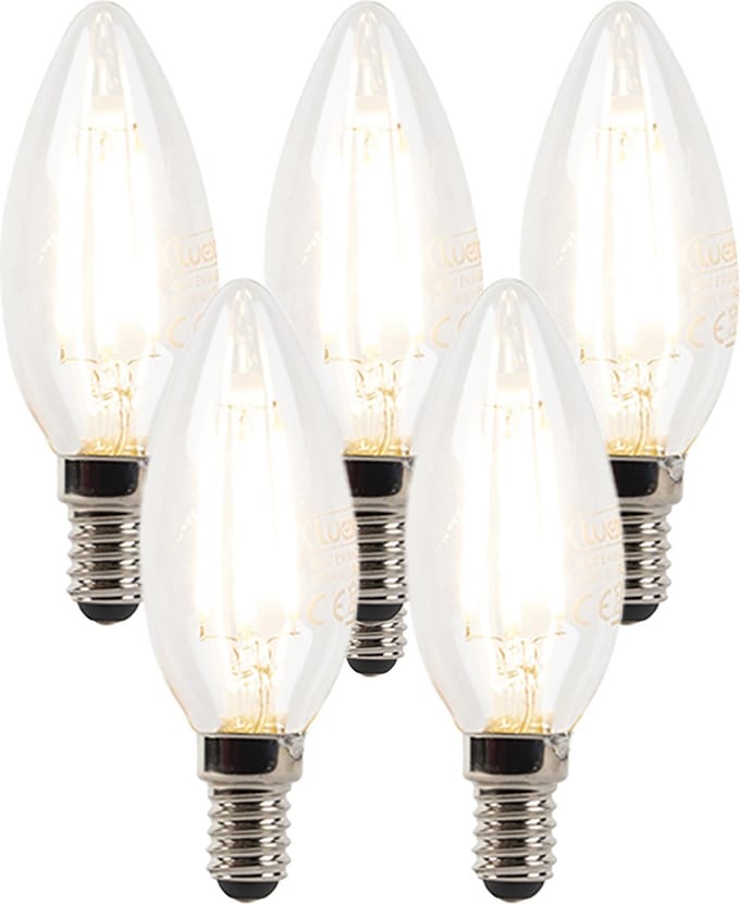 LUEDD Set van 5 E14 dimbare LED kaarslampen B35 helder 3W 250 lm 2700K