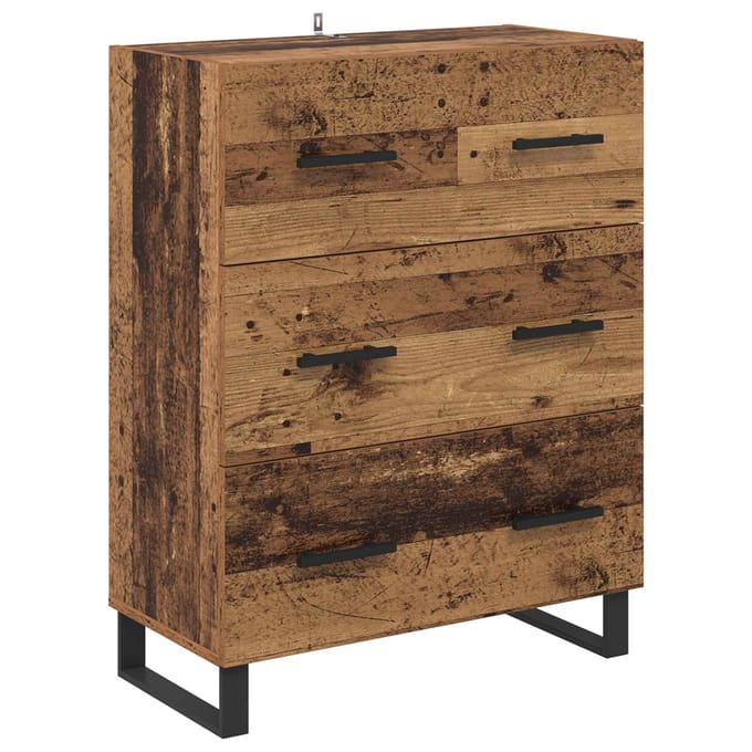 vidaXL - Dressoir - Oud - Hout - 69,5 - x - 34 - x - 90 - cm - Geengineerd - Hout - en - IJzer