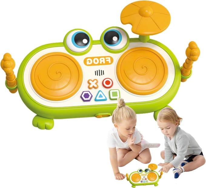 Muziekspeelgoed Kikker - Kinder Drum - Interactief Leren - Veilig Ontwerp - 317 cm - Groen