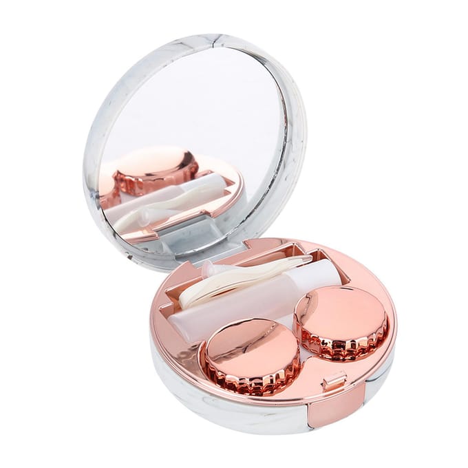 Étui de trempage pour lentilles de contact Portable en plastique motif marbré Kit de soin des yeux Récipient(rouge) blanc