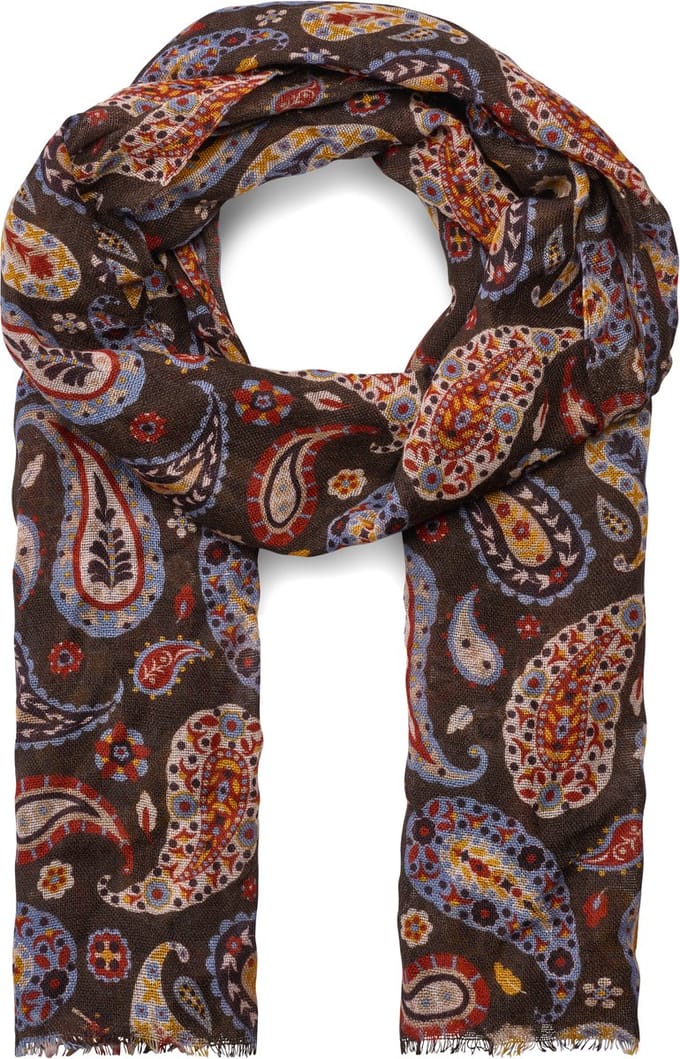 Virtuo | Bordeauxrode wollen sjaal met paisleymotief