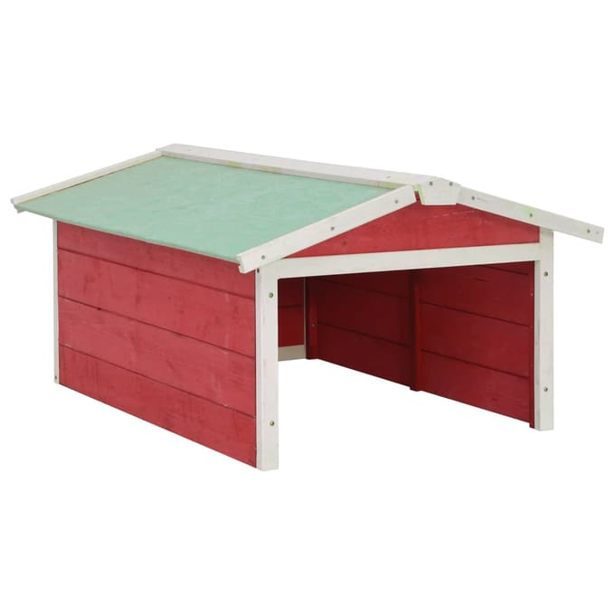 vidaXL - Overkapping - voor - grasmaaier - 72x87x50 - cm - vurenhout - rood - en - wit
