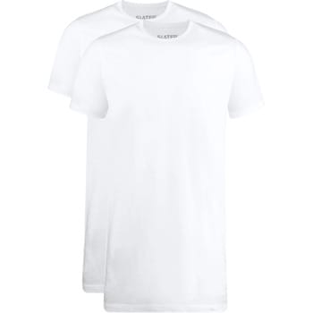 Slater 7700 - Basic Fit Extra Lang 2-pack T-shirt ronde hals korte mouw wit XXL 100% katoen
