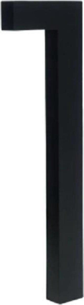 zwart huisnummer 1 - zwart modern huisnummer- 15cm hoog