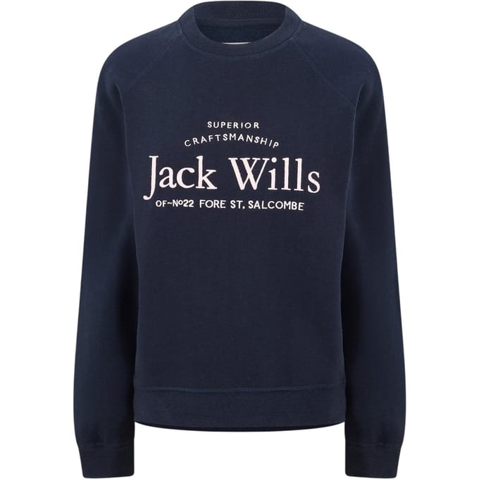 Jack Wills Dames/Dames Hunston Grafisch Sweatshirt met Ronde Hals (Marine)