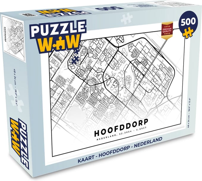 Puzzel Kaart - Hoofddorp - Nederland - Legpuzzel - Puzzel 500 stukjes