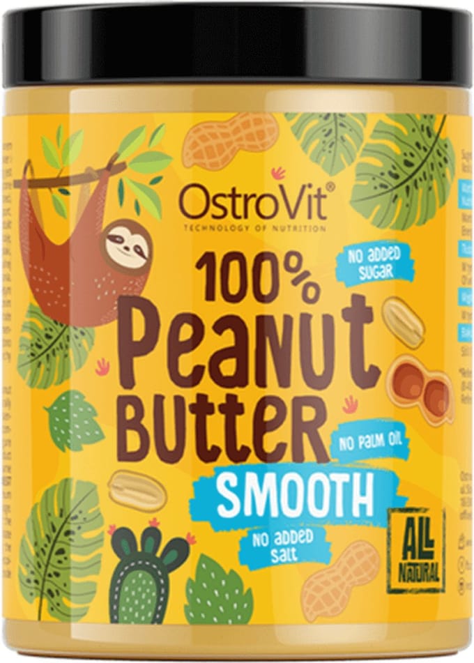 OstroVit 100% Peanut Butter (1000g) Smooth - Functionele voeding - Notenboter