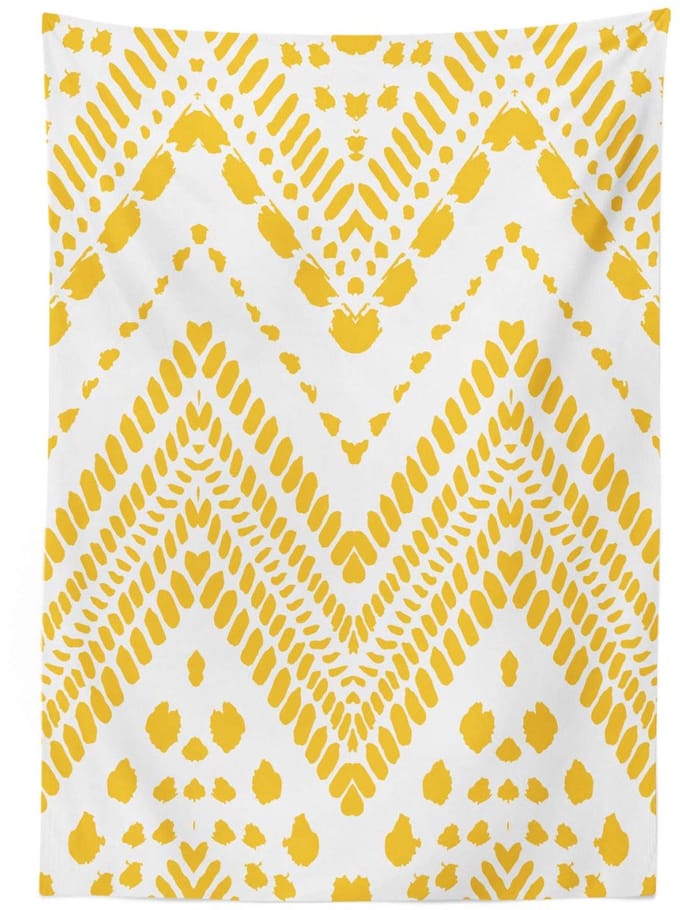 ABAKUHAUS – Tafeldoek 140x200 – Geel Chevron Satijn – Machinewasbaar