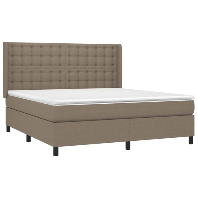vidaXL - Boxspring - met - matras - stof - taupe - 180x200 - cm