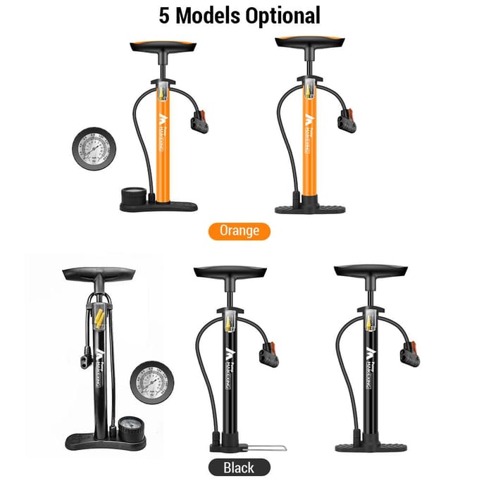 Fietspomp met manometer Multifunctionele draagbare pomp voor fietsen en auto's 160PSI met Type 2
