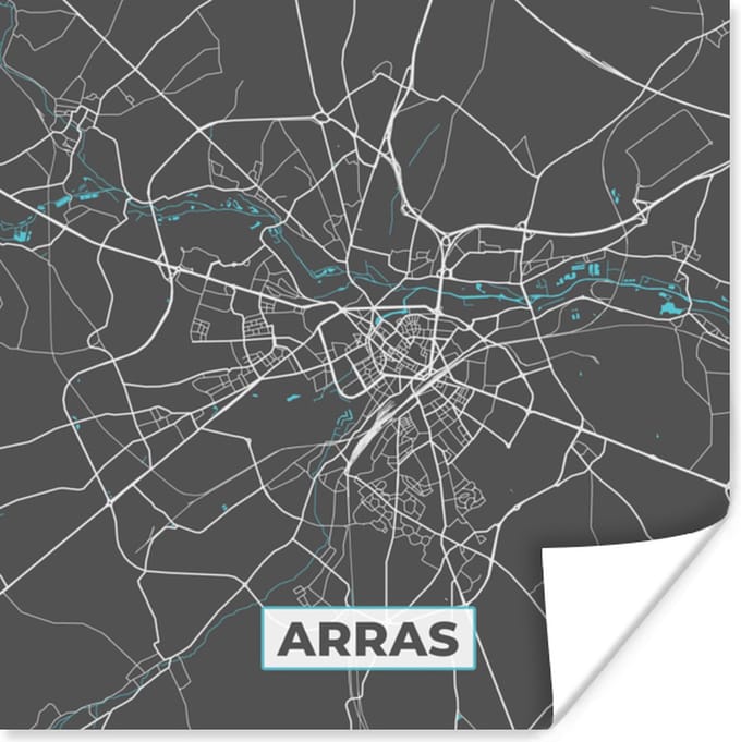 Poster Arras - Frankrijk - Plattegrond - Stadskaart - Kaart - 75x75 cm
