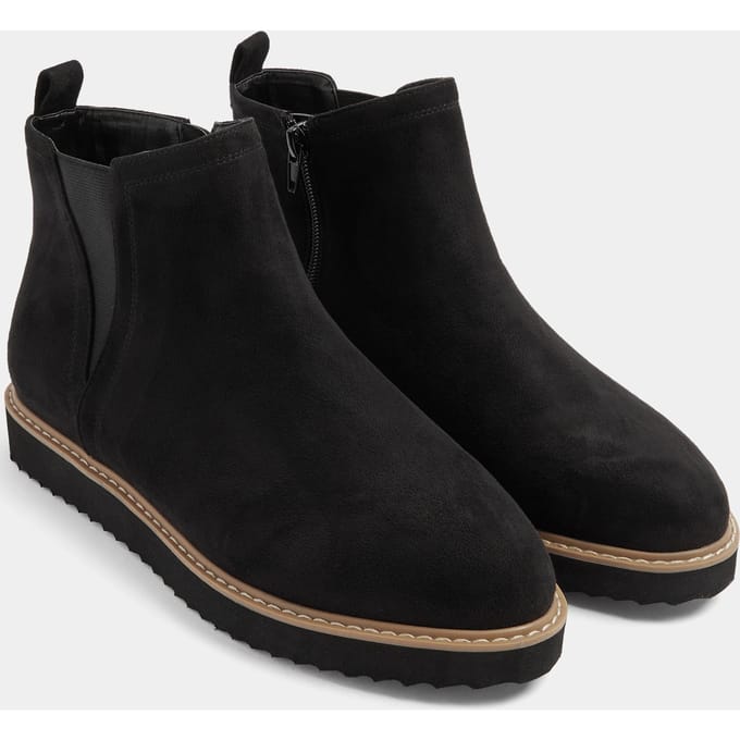 Yours Zwarte Chelsea Boots Van Imitatiesuède In Extra Brede Eeepasvormsize 38EEE