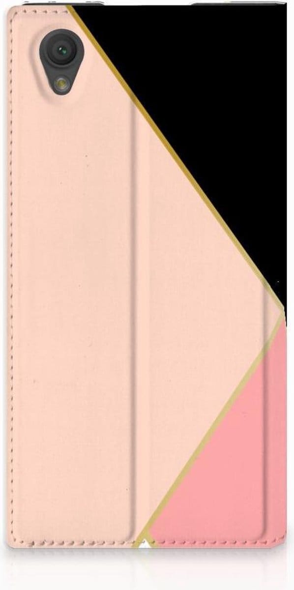 Sony Xperia L1 Stand Case Zwart Roze Vormen
