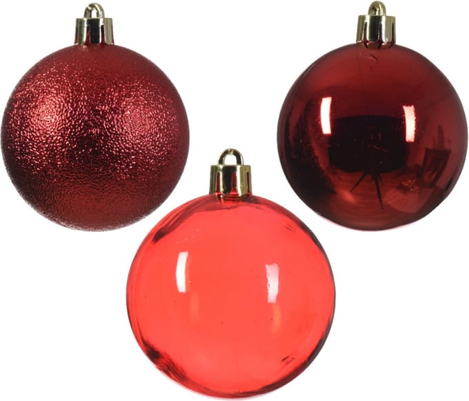 Decoris kerstballen - 50x stuks - 6 cm -kunststof - rood
